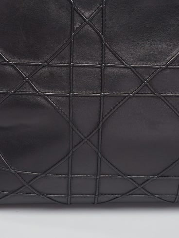 Christian Dior Black Cannage Quilted Lambskin Leather Soft Medium Zipped Shopping Tote Bag