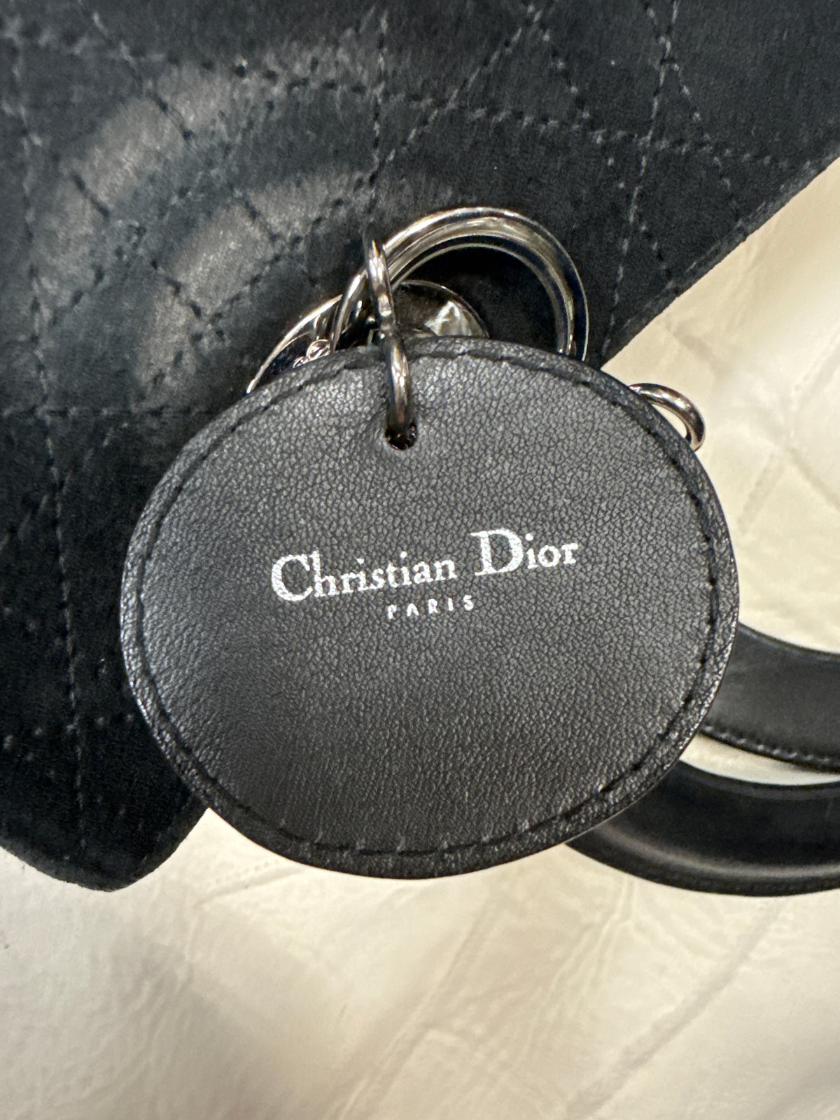Christian Dior Black Suede Leather Medium ‘Lady Dior’ Handbag