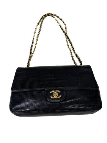Chanel Black Classic Perforated Single Flap Shoulder Bag