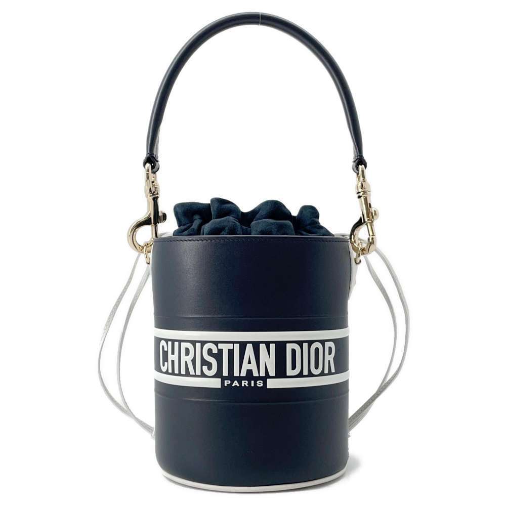 Christian Dior Vibe Micro Bucket 2-Way Shoulder Bag in White/Black.