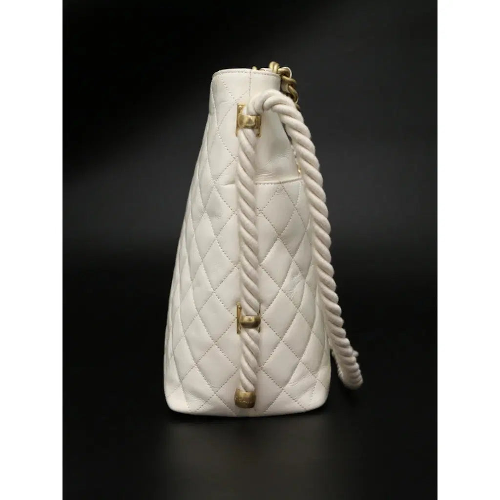 Chanel Vintage Quilted CC Bucket Bag / Rope-Handle Bucket Bag