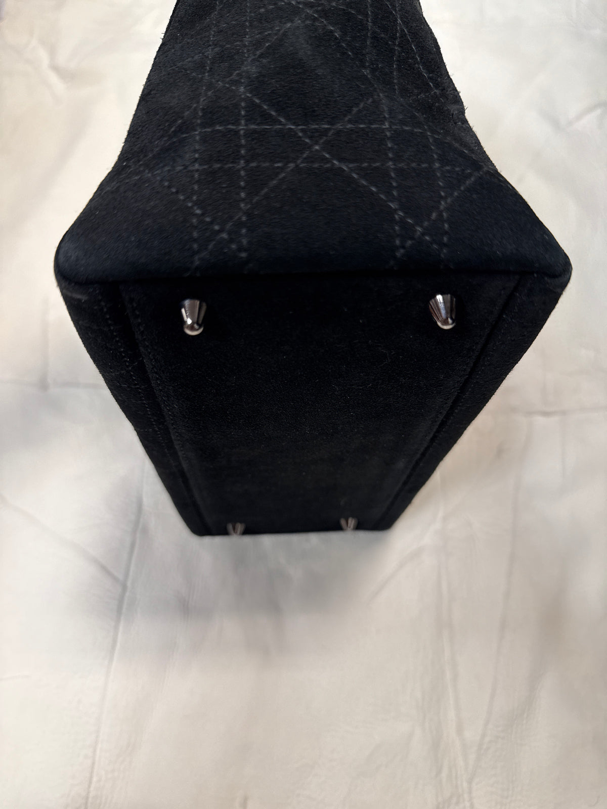 Christian Dior Black Suede Leather Medium ‘Lady Dior’ Handbag