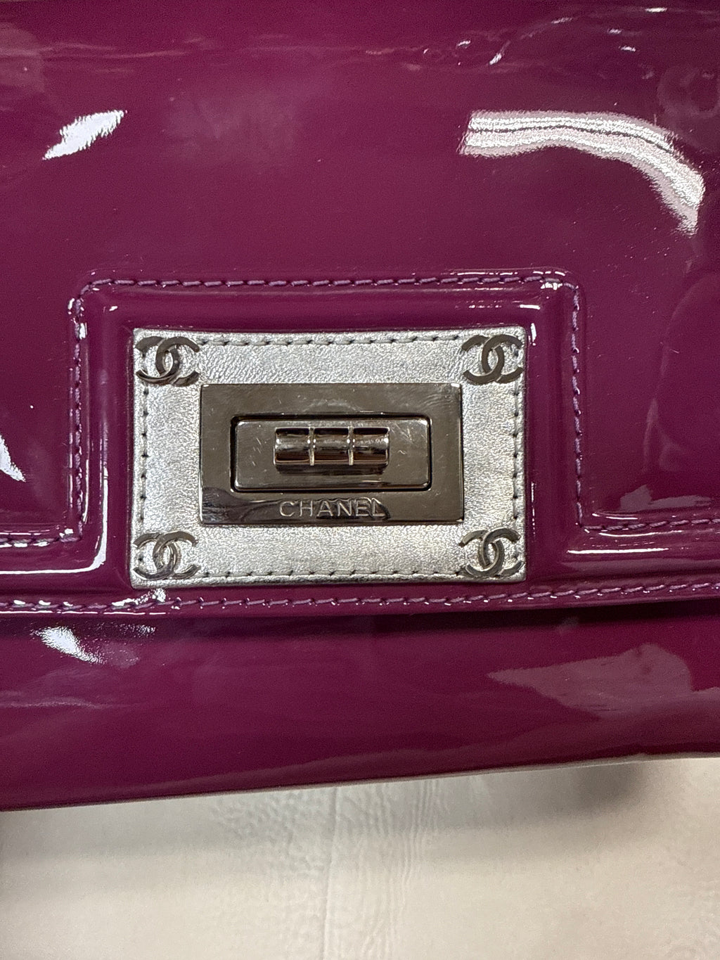 Chanel Purple Patent Reissue Shoulder Bag SHW