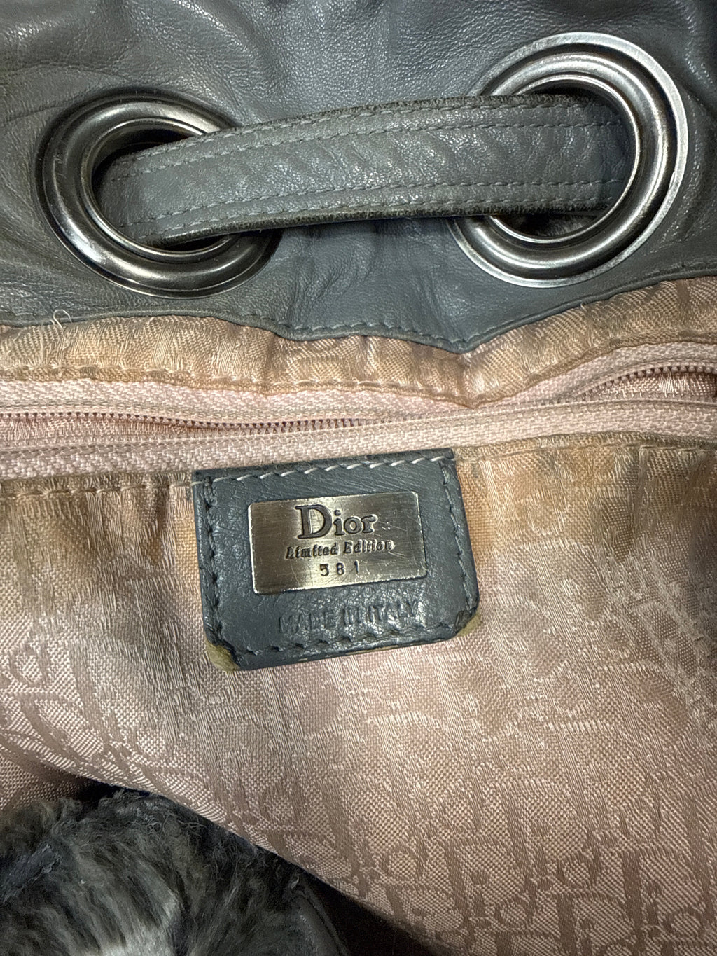Christian Dior Limited Edition Chinchilla Embellished Bucket Bag