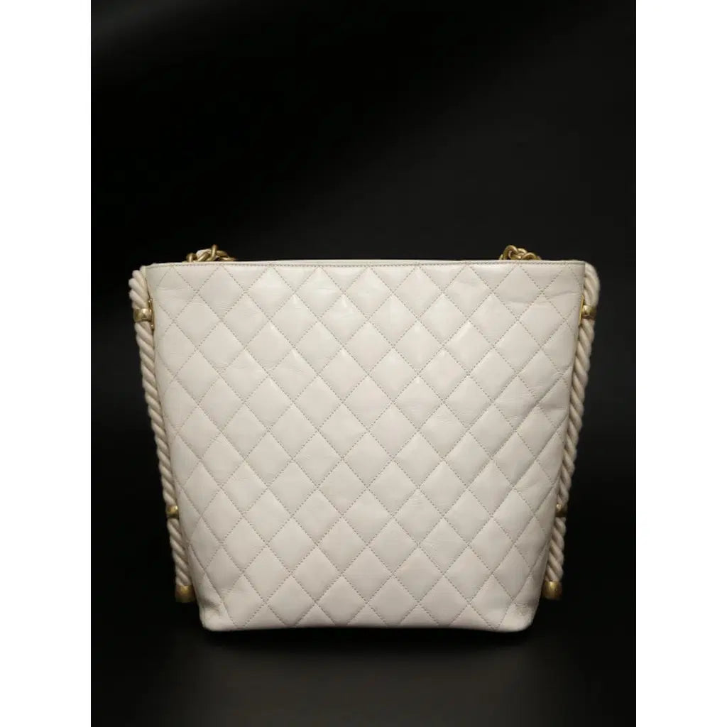 Chanel Vintage Quilted CC Bucket Bag / Rope-Handle Bucket Bag