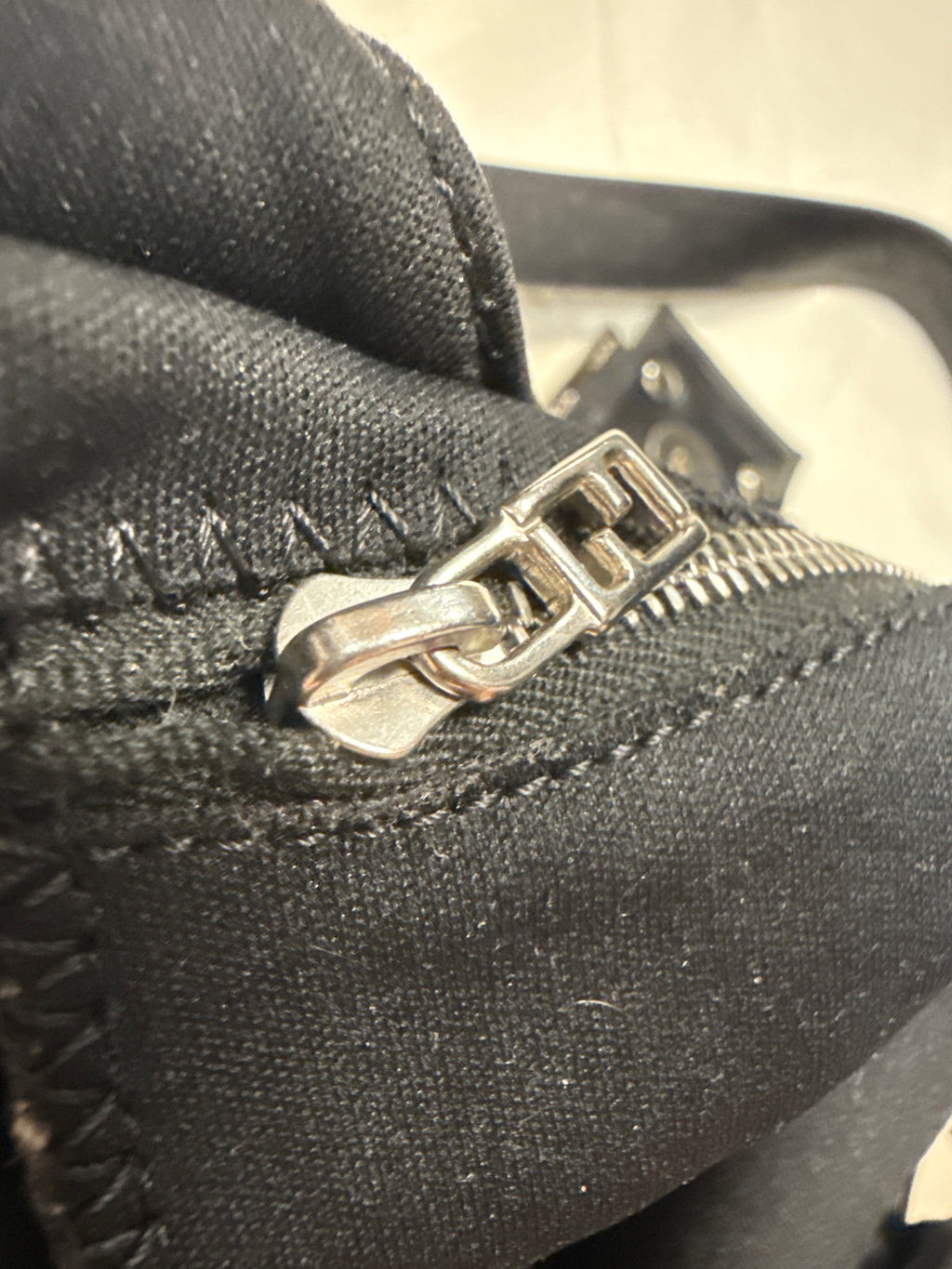 Fendi Black Neoprene Hobo Baguette Bag