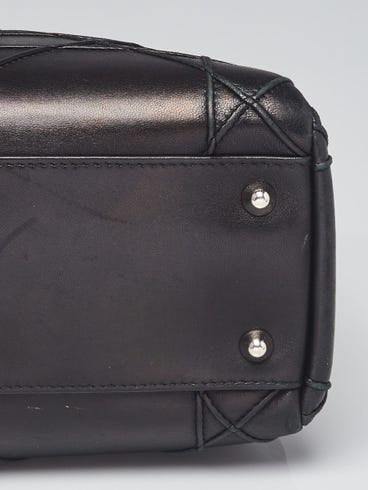 Christian Dior Black Cannage Quilted Lambskin Leather Soft Medium Zipped Shopping Tote Bag