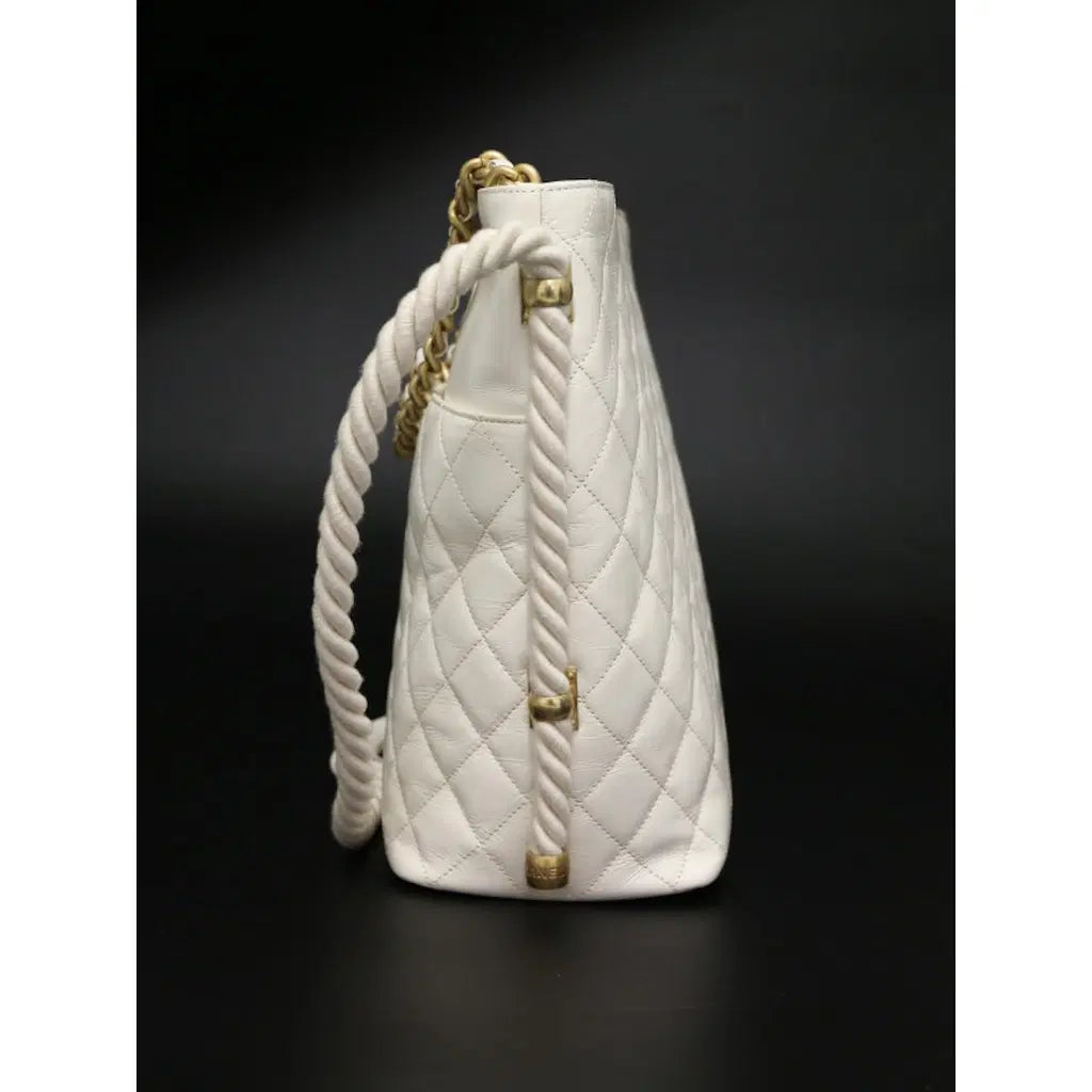 Chanel Vintage Quilted CC Bucket Bag / Rope-Handle Bucket Bag
