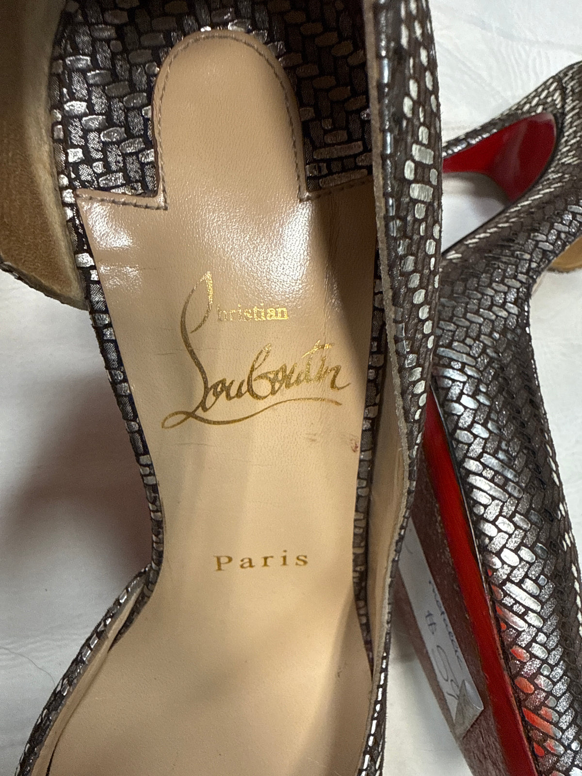 Christian Louboutin Pigalle Pumps Silver Pewter Heels 37