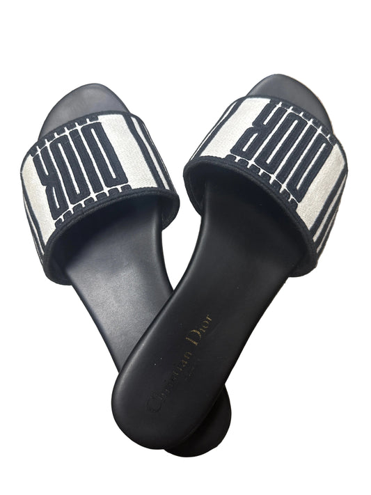Christian Dior Embroidered Cotton Dway Slides