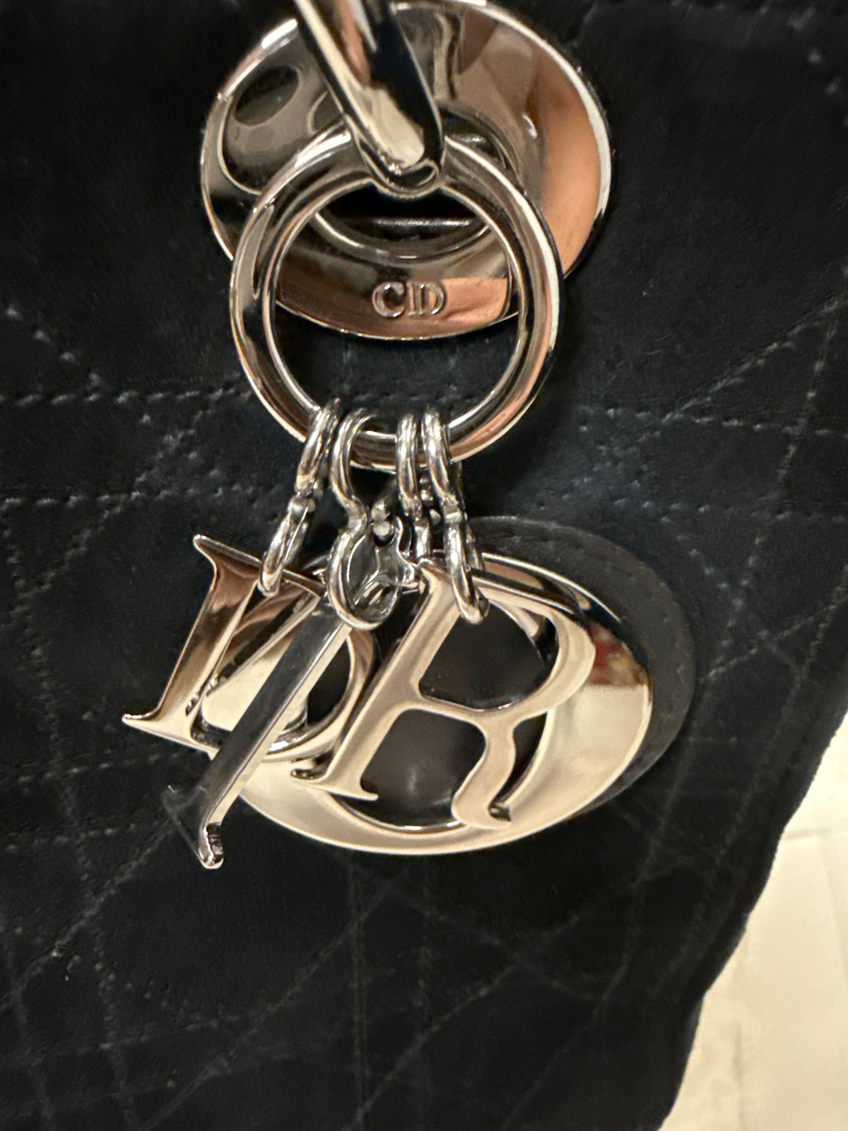 Christian Dior Black Suede Leather Medium ‘Lady Dior’ Handbag