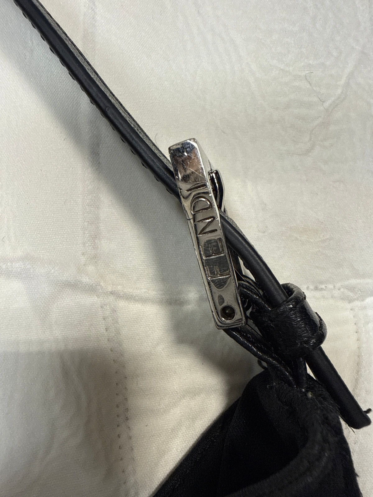 Fendi Black Neoprene Hobo Baguette Bag