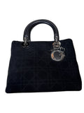 Christian Dior Black Suede Leather Medium ‘Lady Dior’ Handbag