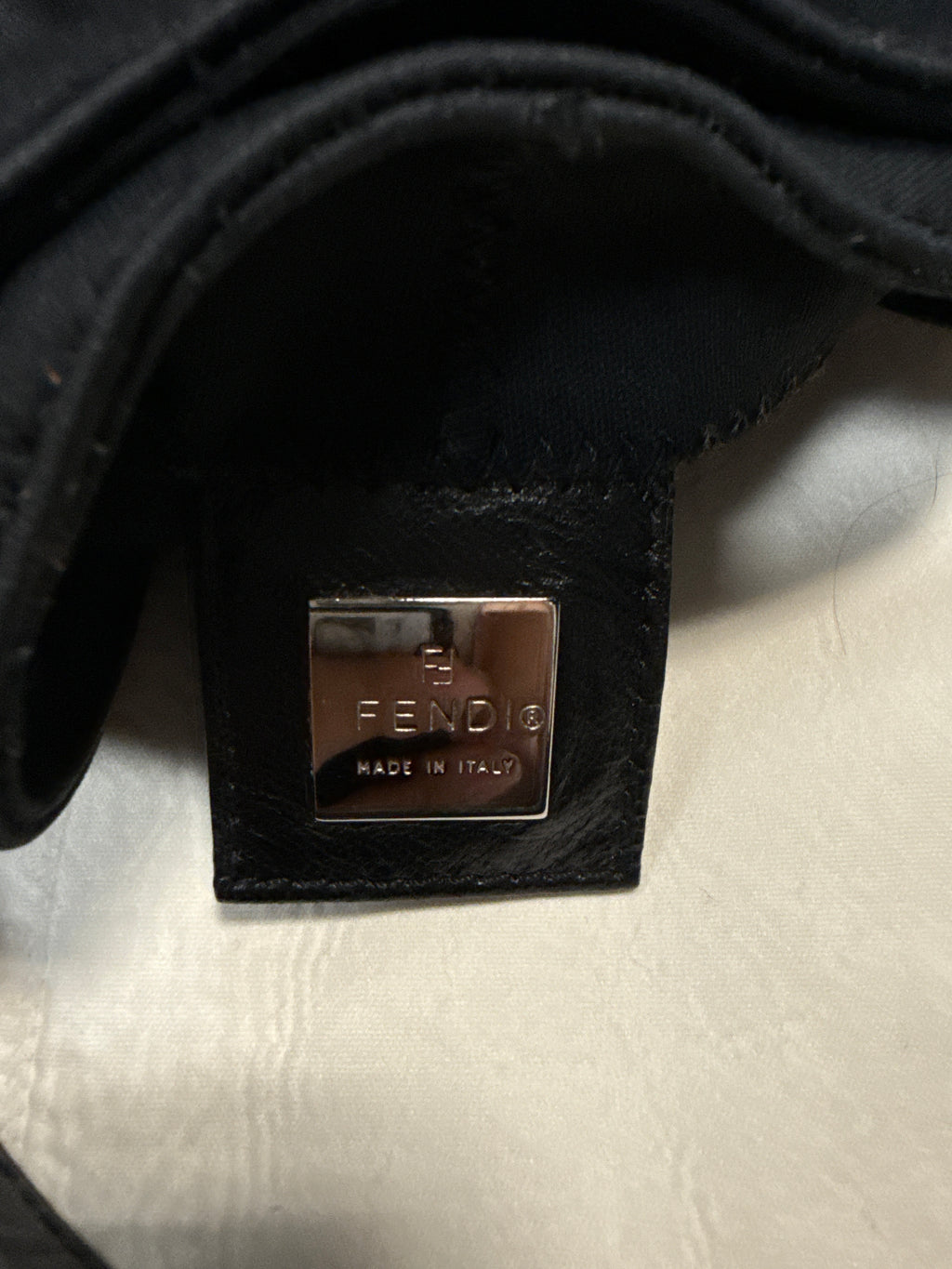 Fendi Black Neoprene Hobo Baguette Bag