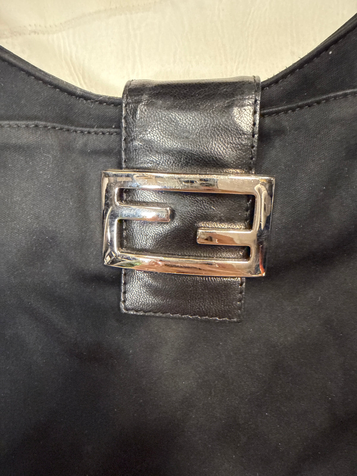 Fendi Black Neoprene Hobo Baguette Bag