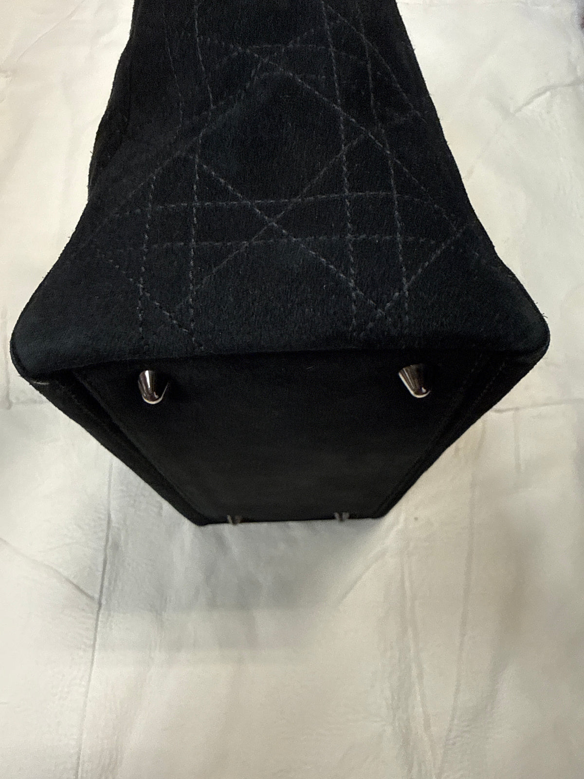 Christian Dior Black Suede Leather Medium ‘Lady Dior’ Handbag