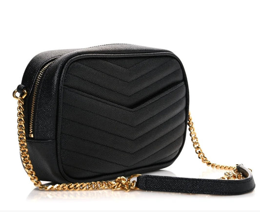 Grain De Poudre Matelasse Monogram Mini Lou Camera Bag Black