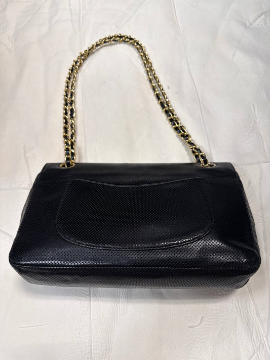 Chanel Black Classic Perforated Single Flap Shoulder Bag