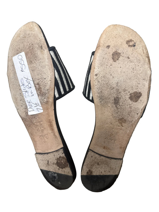 Christian Dior Embroidered Cotton Dway Slides
