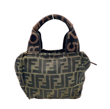 Fendi Zucca Nylon Leather Brown Mini Hand Bag