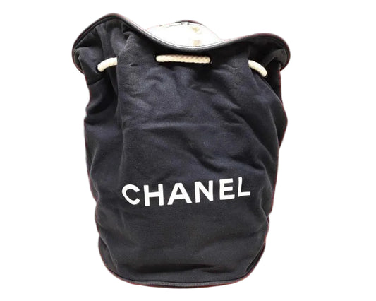 CHANEL Black Canvas Shoulder Bag
