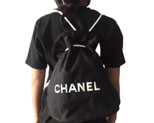 CHANEL Black Canvas Shoulder Bag
