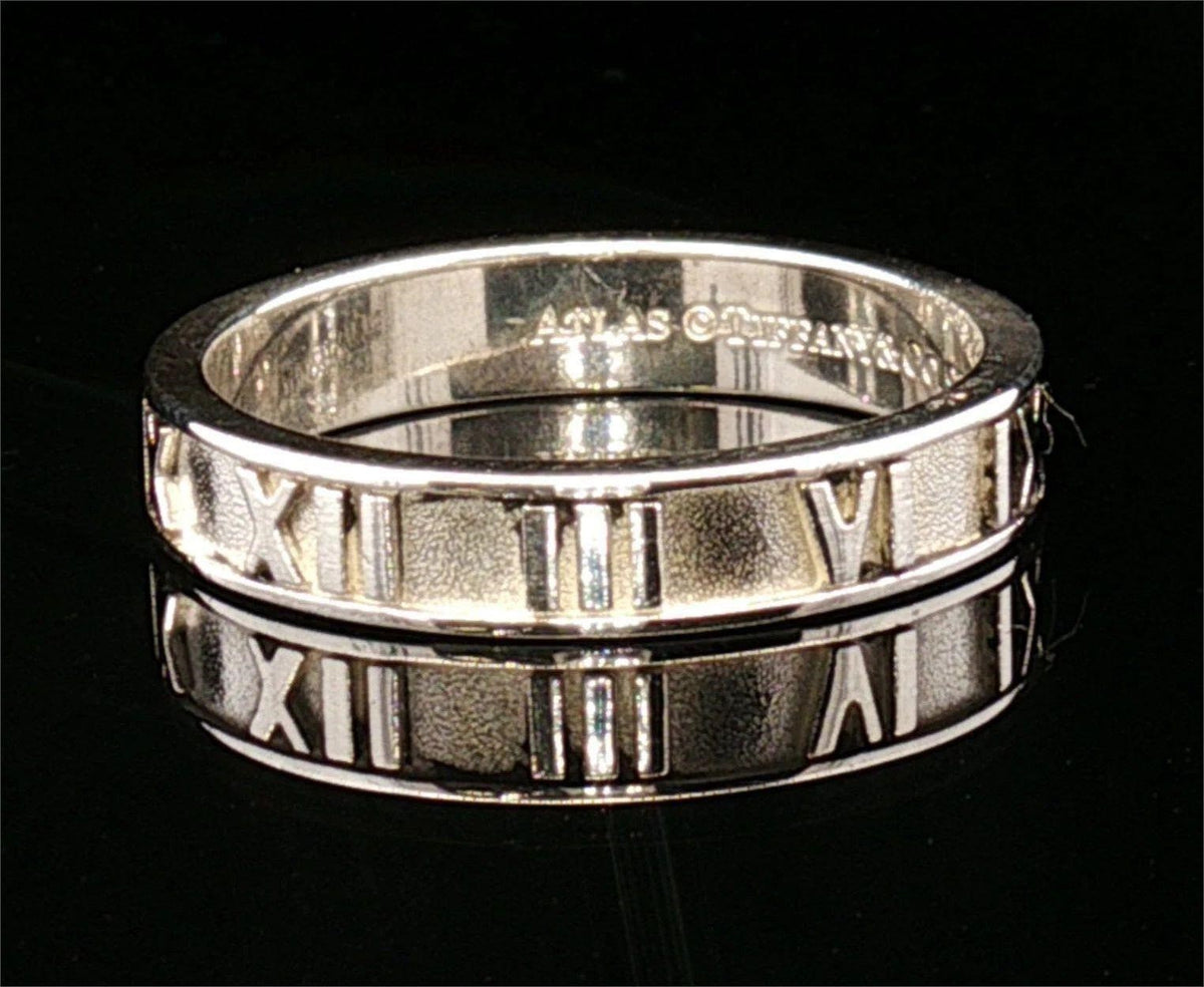 925 Silver Tiffany and Co Atlas Roman Numeral Ring