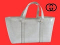 GUCCI Vintage Hand Bag Purse Enamel White