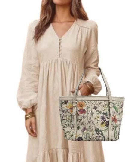 Vintage Gucci Flora PVC Leather Shoulder Bag Tote