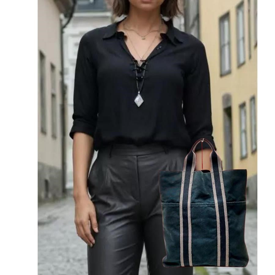 HERMES Black Canvas Fourre Tout Tote Bag