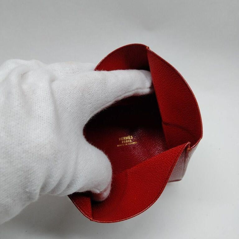 Authentic HERMES Reds Leather Coin Purse