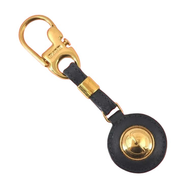 GUCCI Vintage Key Charm Gold Plating Leather Navy