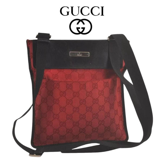 GUCCI Shoulder Cross Body Bag GG Canvas Leather