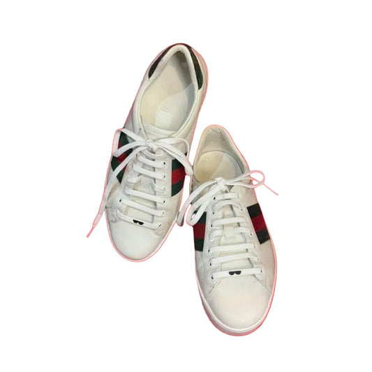 Classic Gucci White Leather Sneakers 7.5 Womens