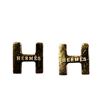 HERMES GOLD TONE "H" POST EARRINGS