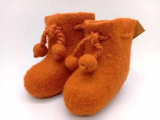 HERMES Baby Shoes Cashmere Felt Orange bag + box