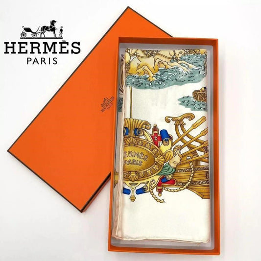 Hermes Carré 90 VOILES DE LUMIERE White Silk Scarf