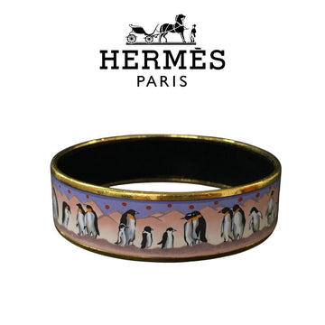 HERMES Emaille Enamel MM Gold Tone Bangle Bracelet