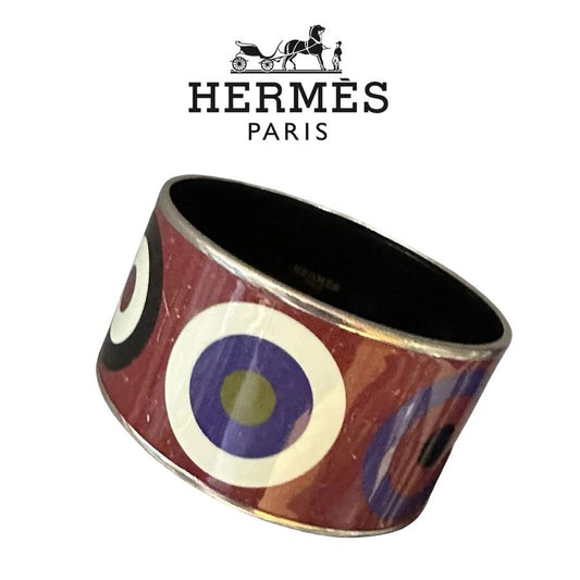 Hermes Dancing Circles Enamel Bracelet Wide Bangle
