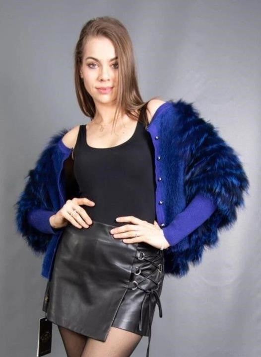 NEW Blue FOX Chenille Cashmere Sweater Small