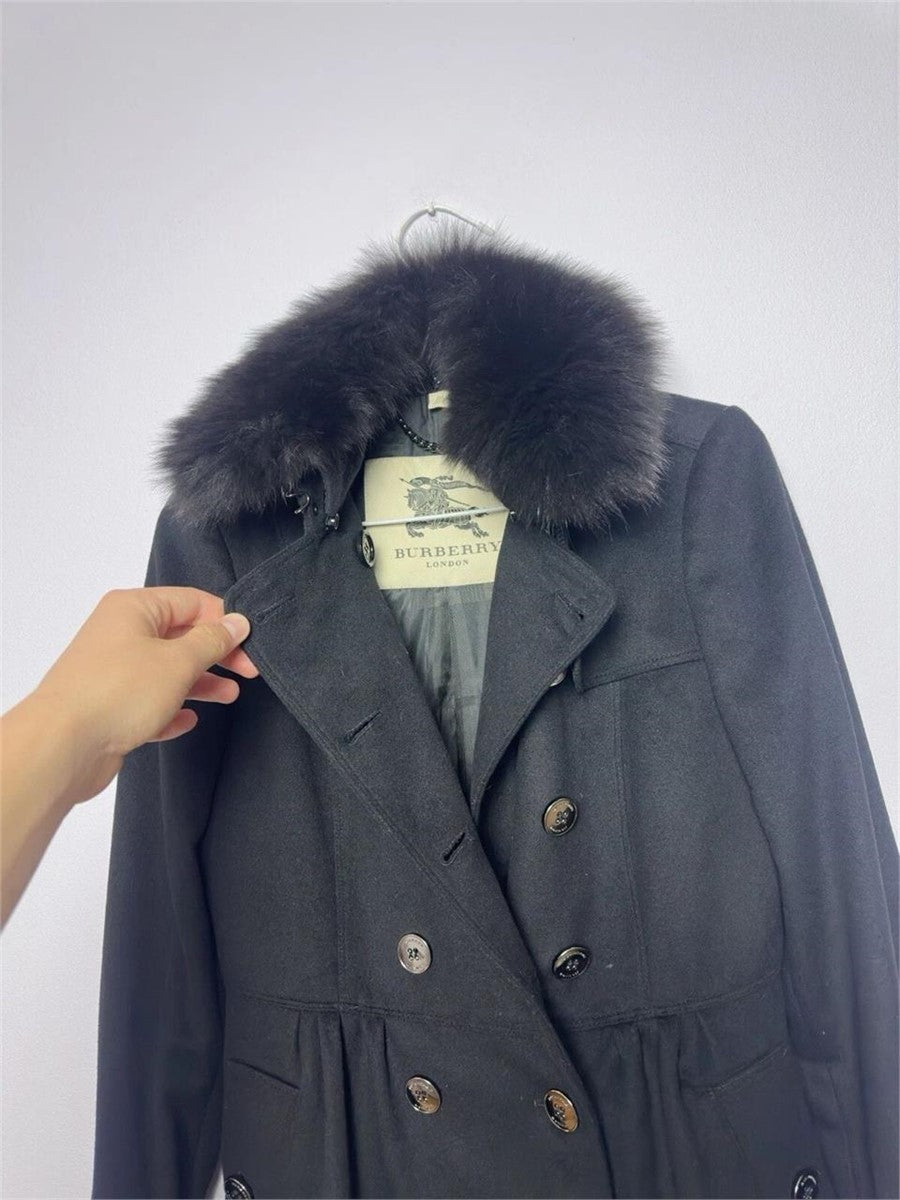Burberry Coatbridge Fox Collar Cashmere