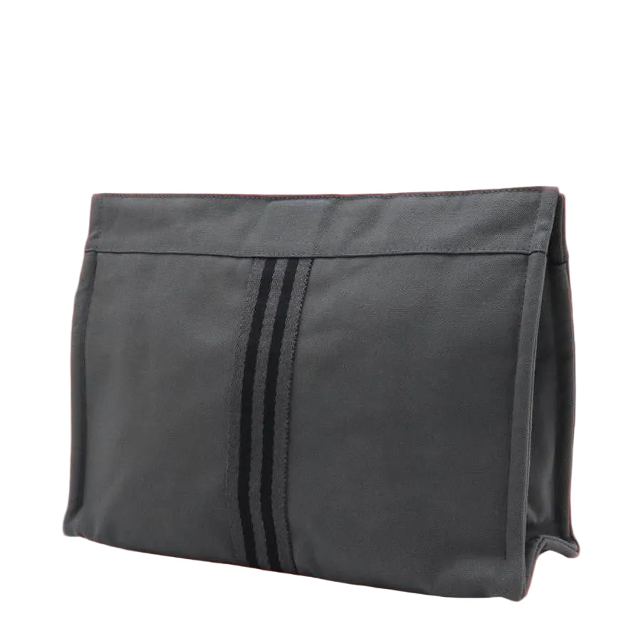 Hermes Her Line Canvas Leather Clutch Bag