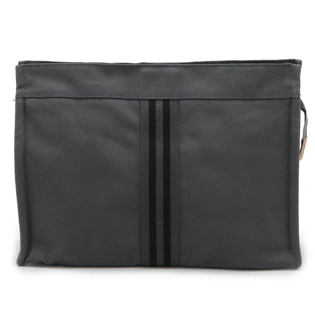 Hermes Her Line Canvas Leather Clutch Bag