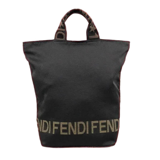FENDI Black Nylon Shopper Tote Handbag