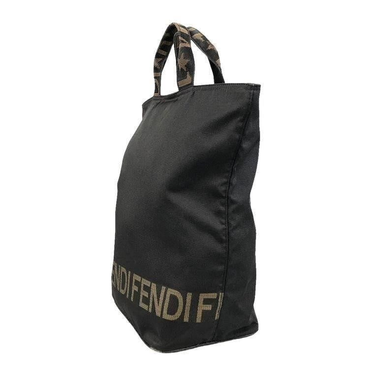 FENDI Black Nylon Shopper Tote Handbag