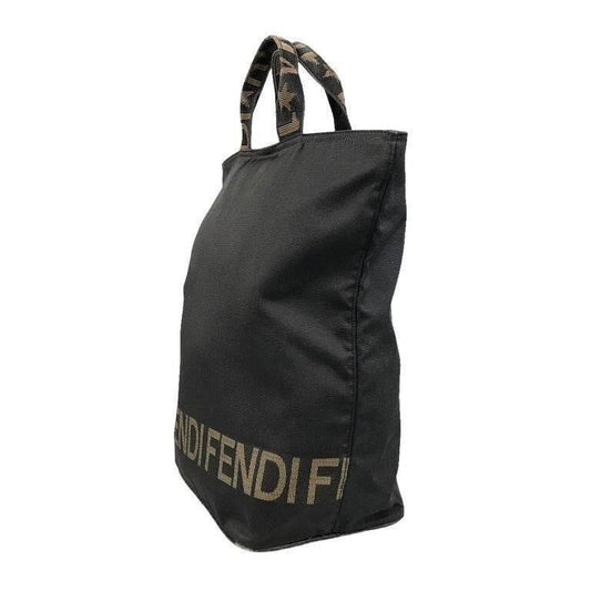 FENDI Black Nylon Shopper Tote Handbag