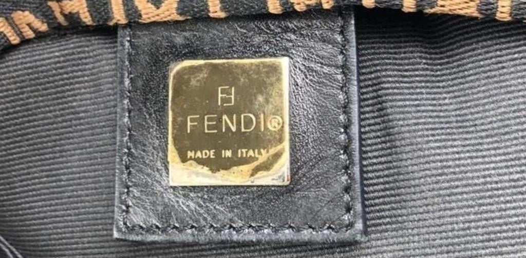 FENDI Black Nylon Shopper Tote Handbag