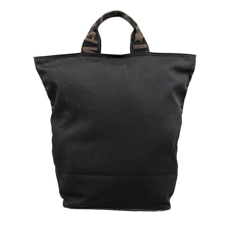 FENDI Black Nylon Shopper Tote Handbag