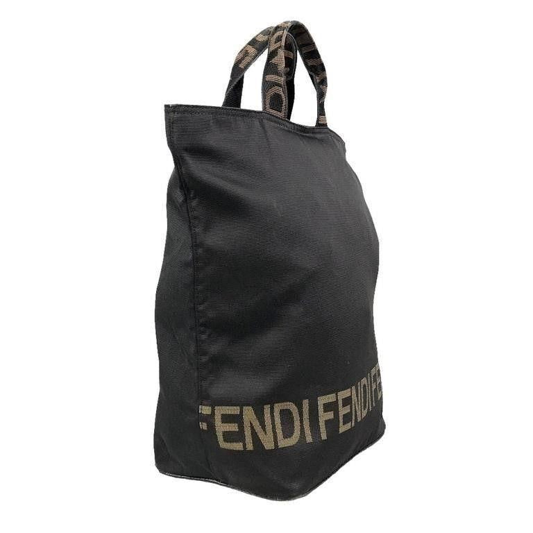 FENDI Black Nylon Shopper Tote Handbag