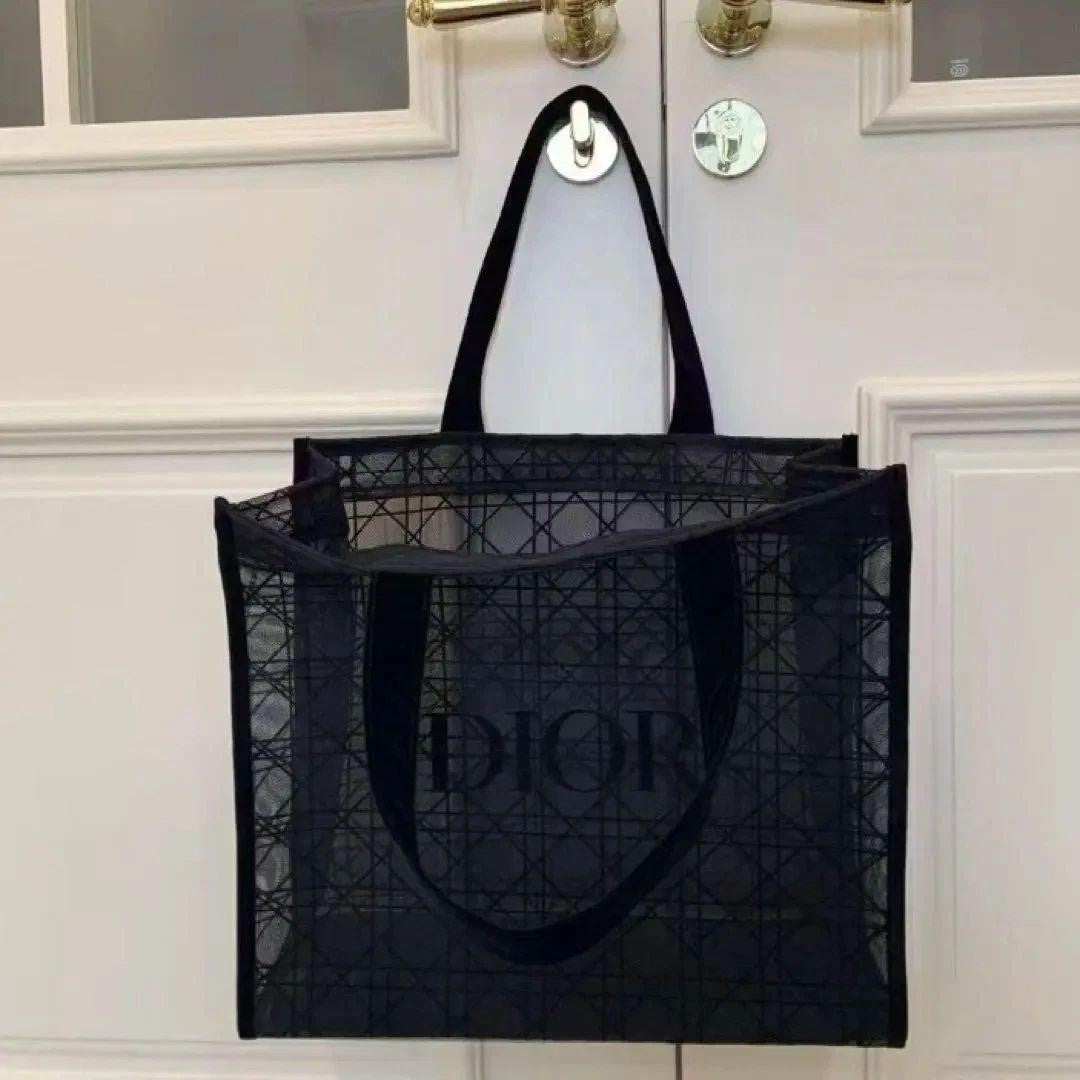 Christian Dior Mesh Tote Bag Novelty Black